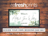Wedding Watercolour Leaves Regular Bar Runner - Bar - Mats.co.uk