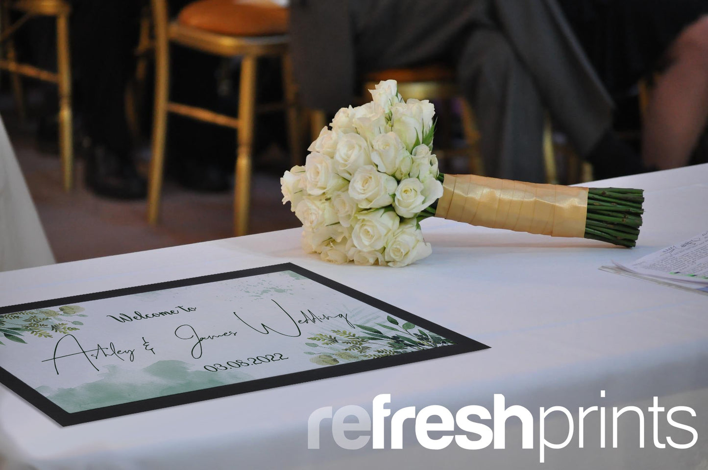 Wedding Watercolour Leaves Regular Bar Runner - Bar - Mats.co.uk