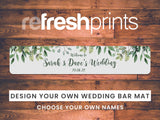 Wedding White Leaves Slim Bar Runner - Bar - Mats.co.uk
