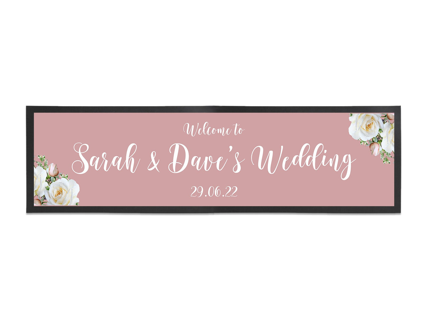 Wedding White Roses Large Bar Runner (Pink) - Bar - Mats.co.uk