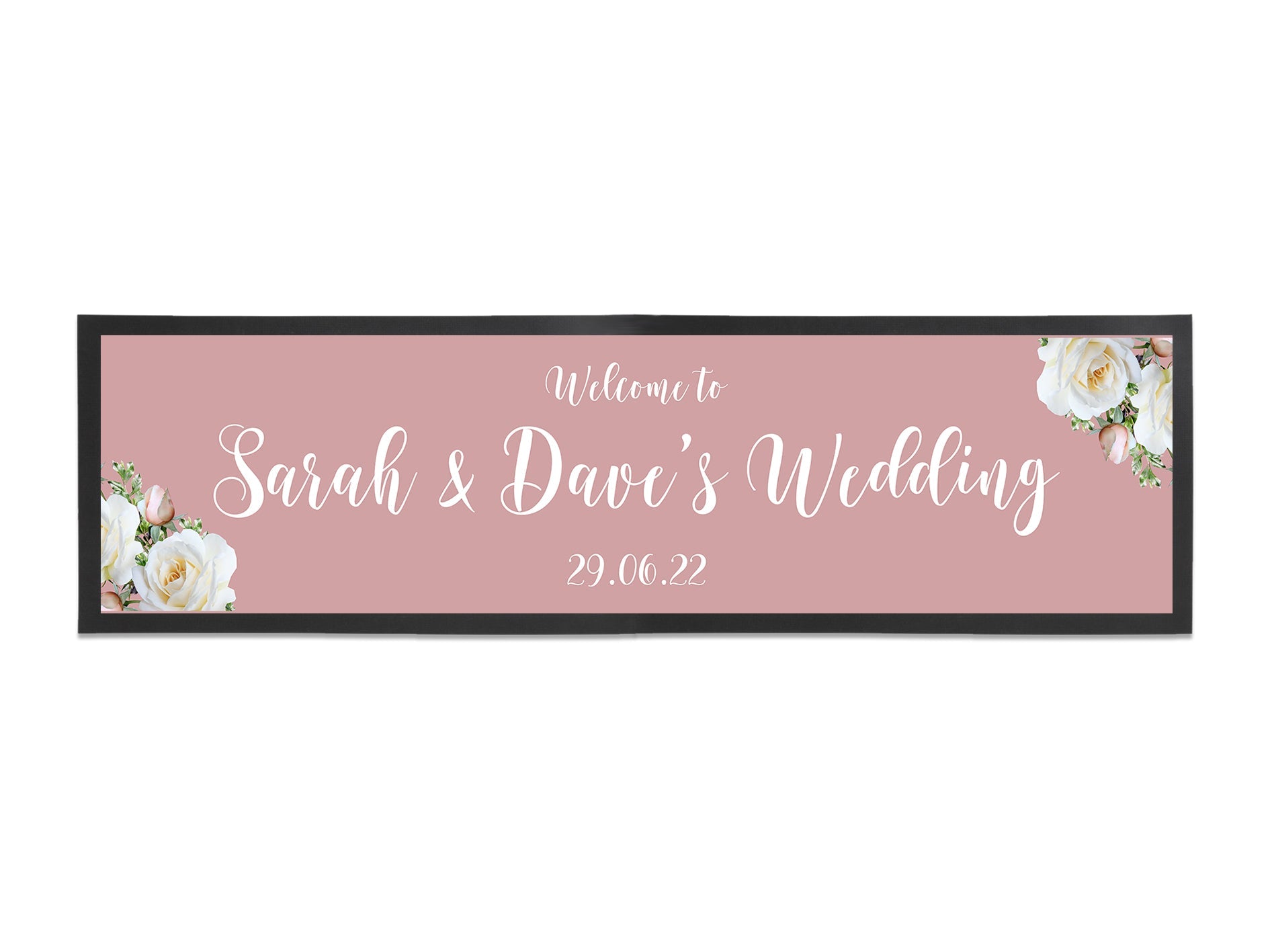 Wedding White Roses Large Bar Runner (Pink) - Bar - Mats.co.uk