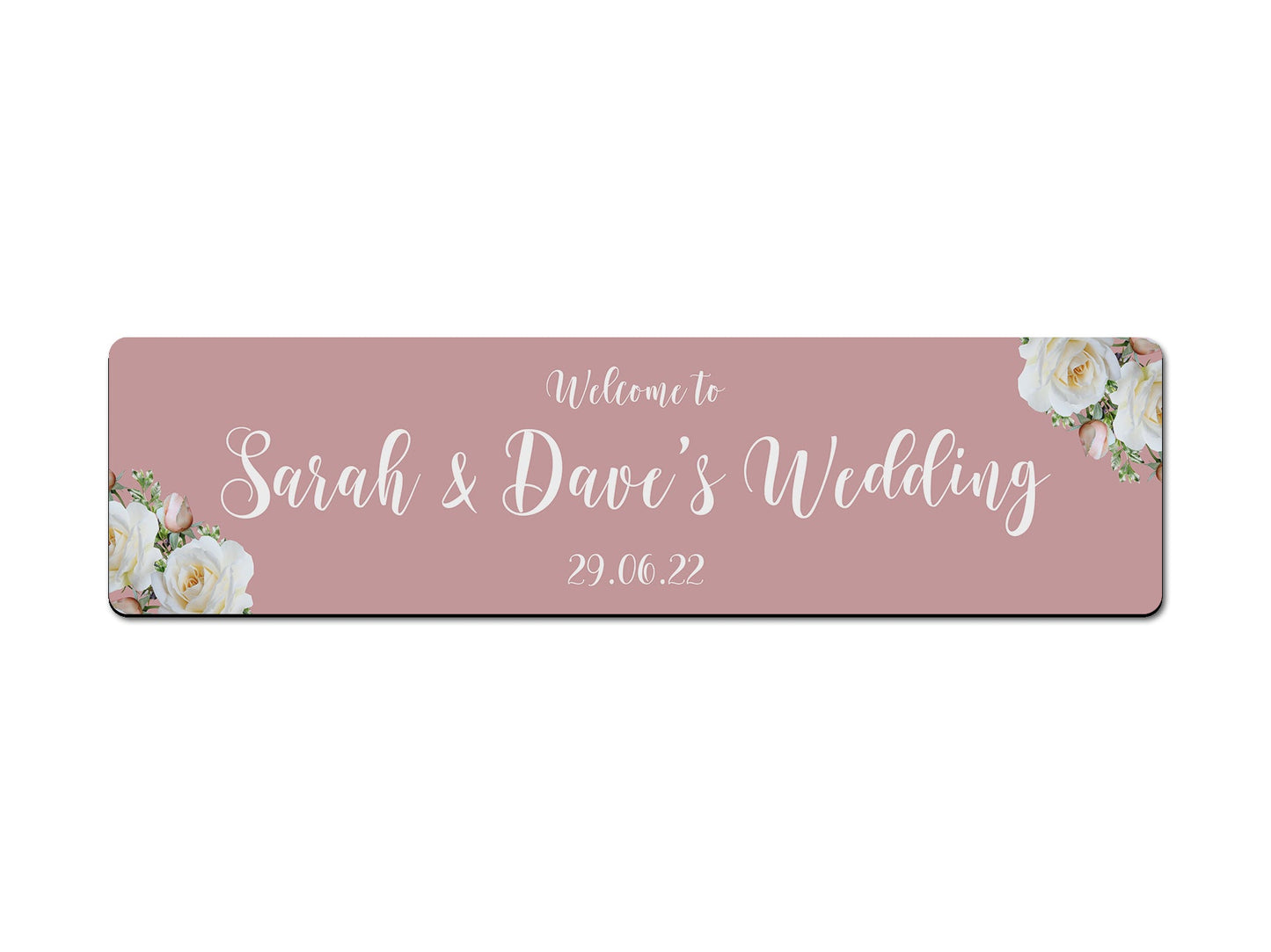 Wedding White Roses Premium Bar Runner (Pink) - Bar - Mats.co.uk