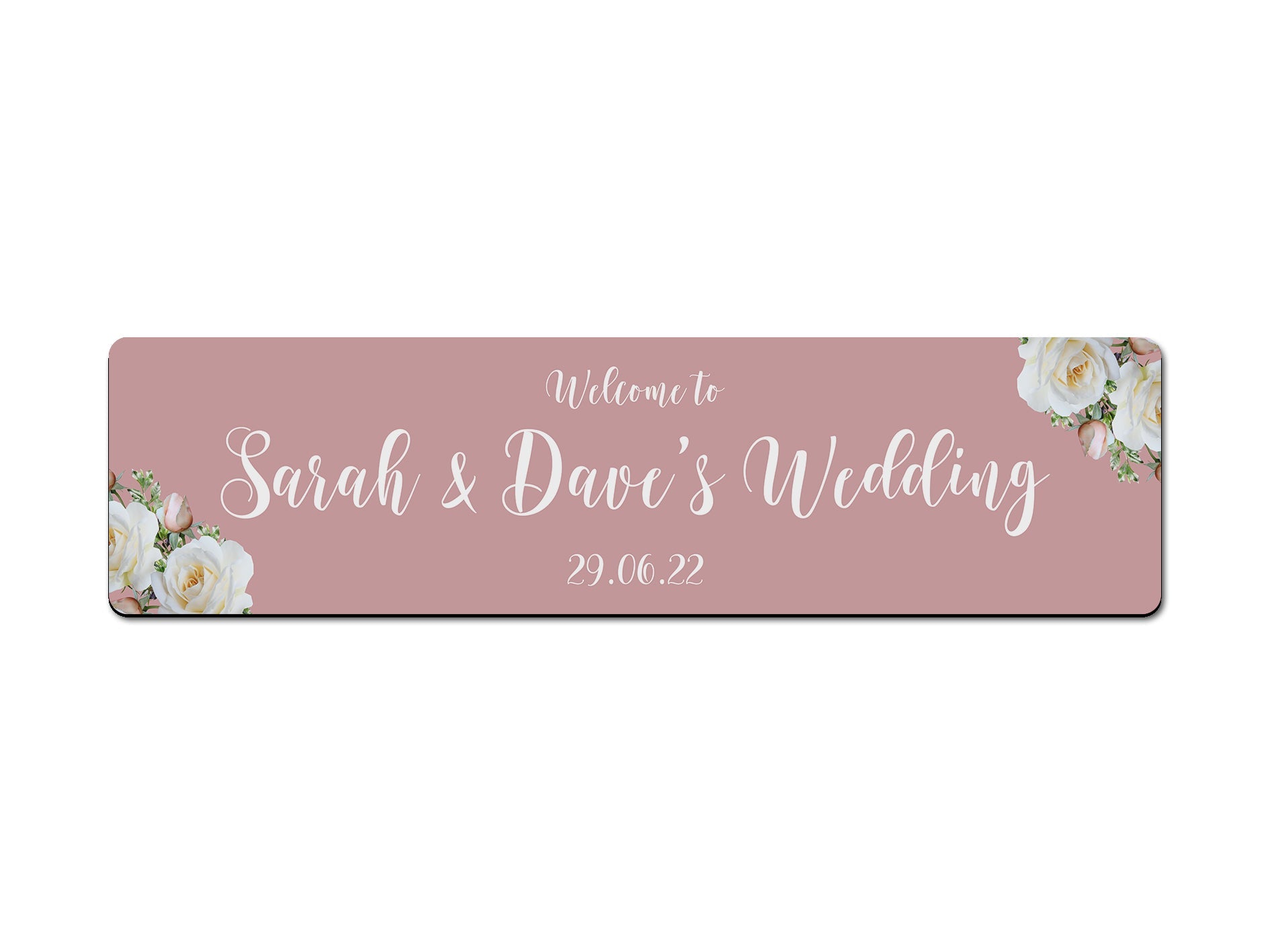 Wedding White Roses Premium Bar Runner (Pink) - Bar - Mats.co.uk