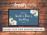 Wedding White Roses Regular Bar Runner (Blue) - Bar - Mats.co.uk