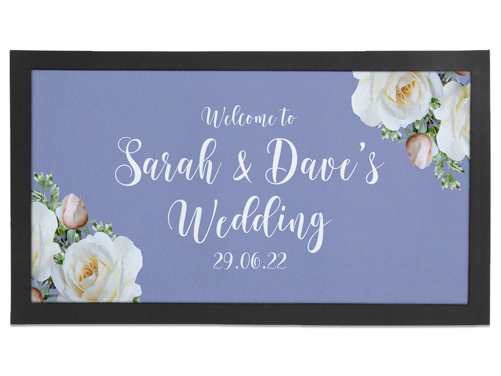 Wedding White Roses Regular Bar Runner (Lilac) - Bar - Mats.co.uk