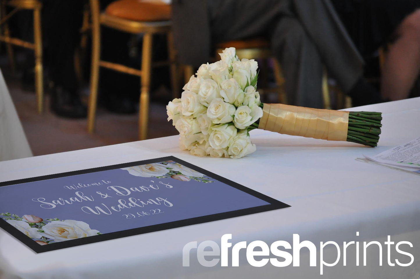 Wedding White Roses Regular Bar Runner (Lilac) - Bar - Mats.co.uk