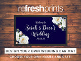 Wedding White Roses Regular Bar Runner (Navy) - Bar - Mats.co.uk