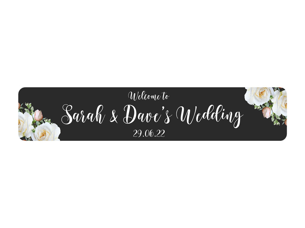 Wedding White Roses Slim Bar Runner - Bar - Mats.co.uk