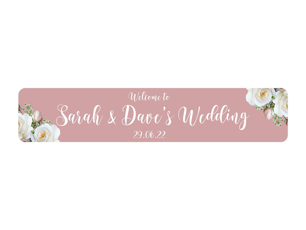 Wedding White Roses Slim Bar Runner (Pink) - Bar - Mats.co.uk