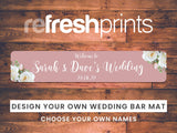 Wedding White Roses Slim Bar Runner (Pink) - Bar - Mats.co.uk