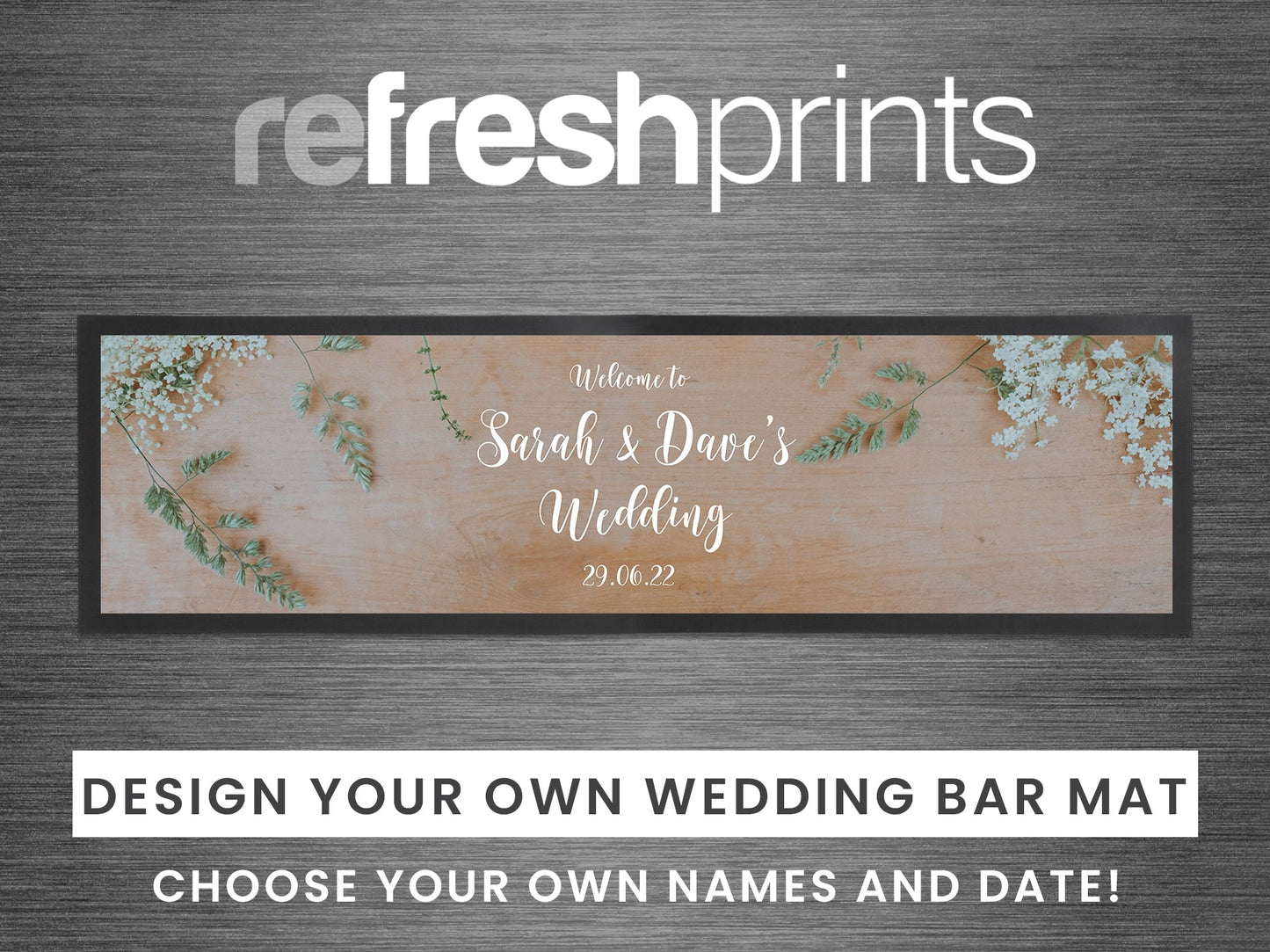 Wedding Wood Large Bar Runner - Bar - Mats.co.uk