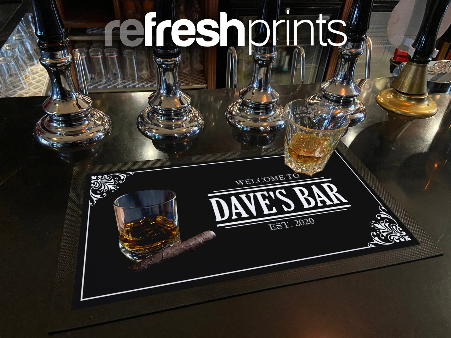 Whiskey & Cigar Regular Bar Runner - Bar - Mats.co.uk