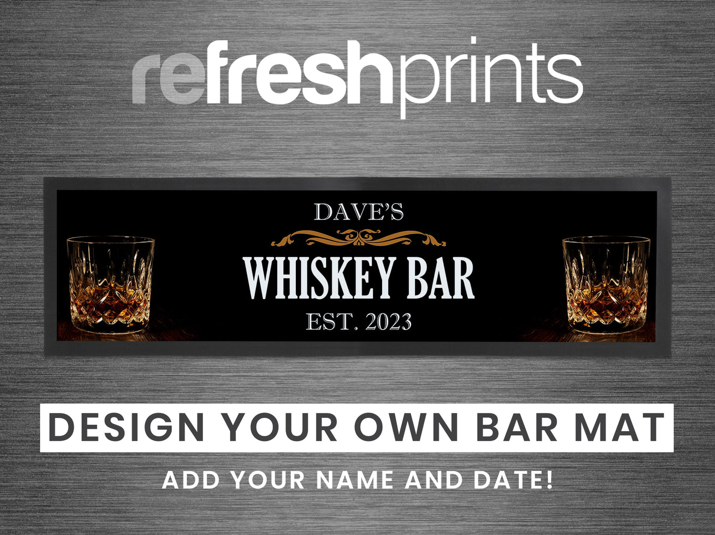 Whiskey Glasses Large Bar Runner - Bar - Mats.co.uk