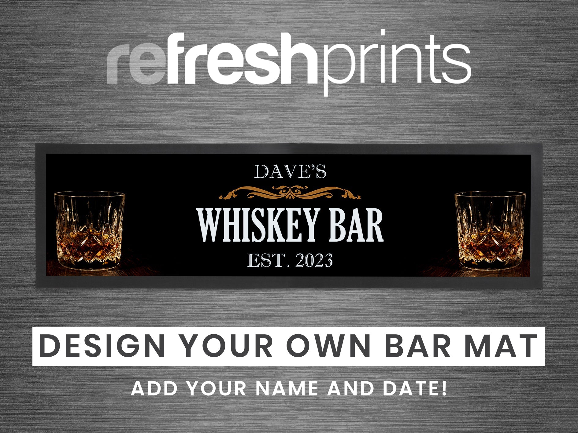 Whiskey Glasses Large Bar Runner - Bar - Mats.co.uk