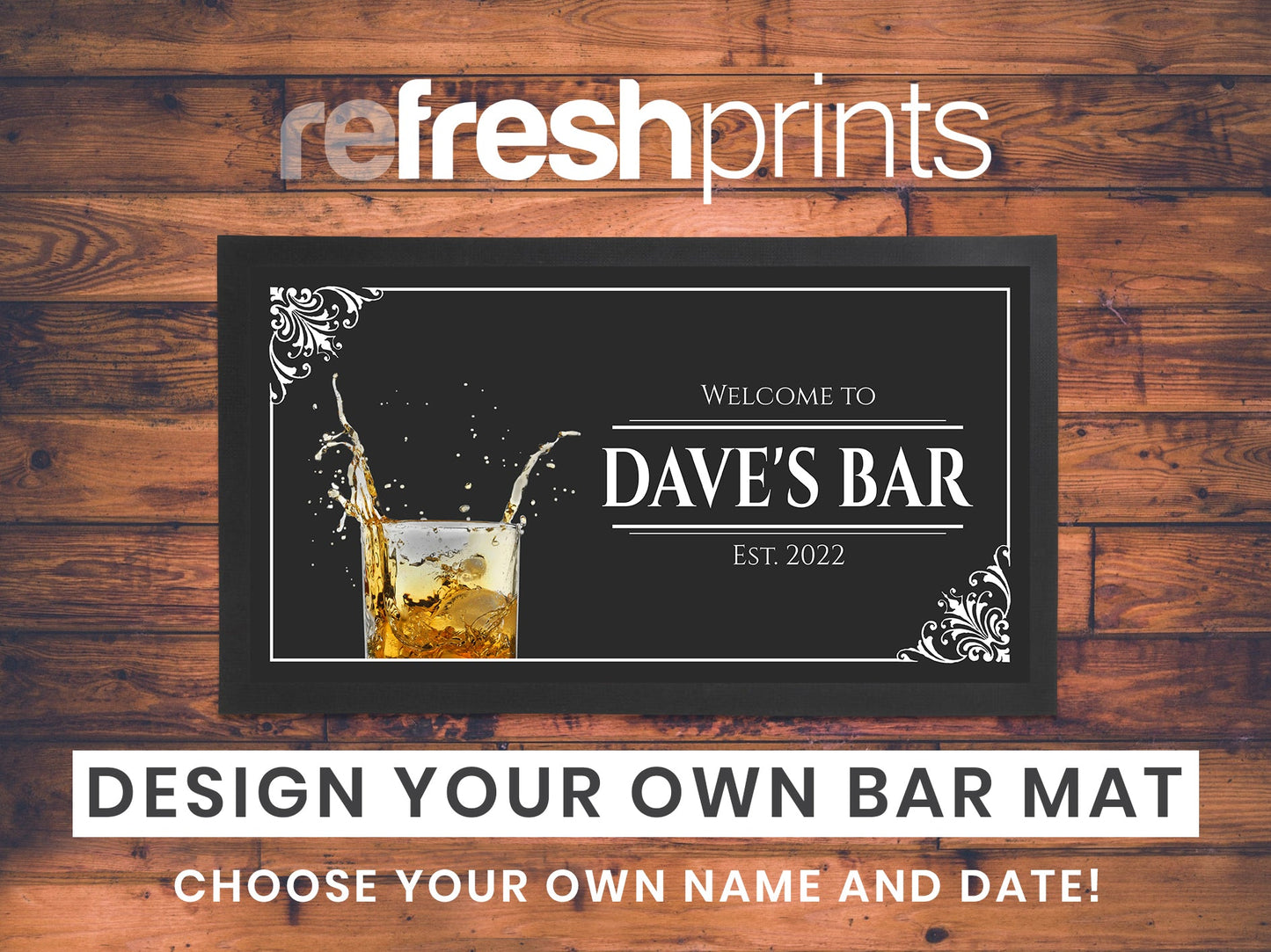 Whiskey Splash Regular Bar Runner - Bar - Mats.co.uk