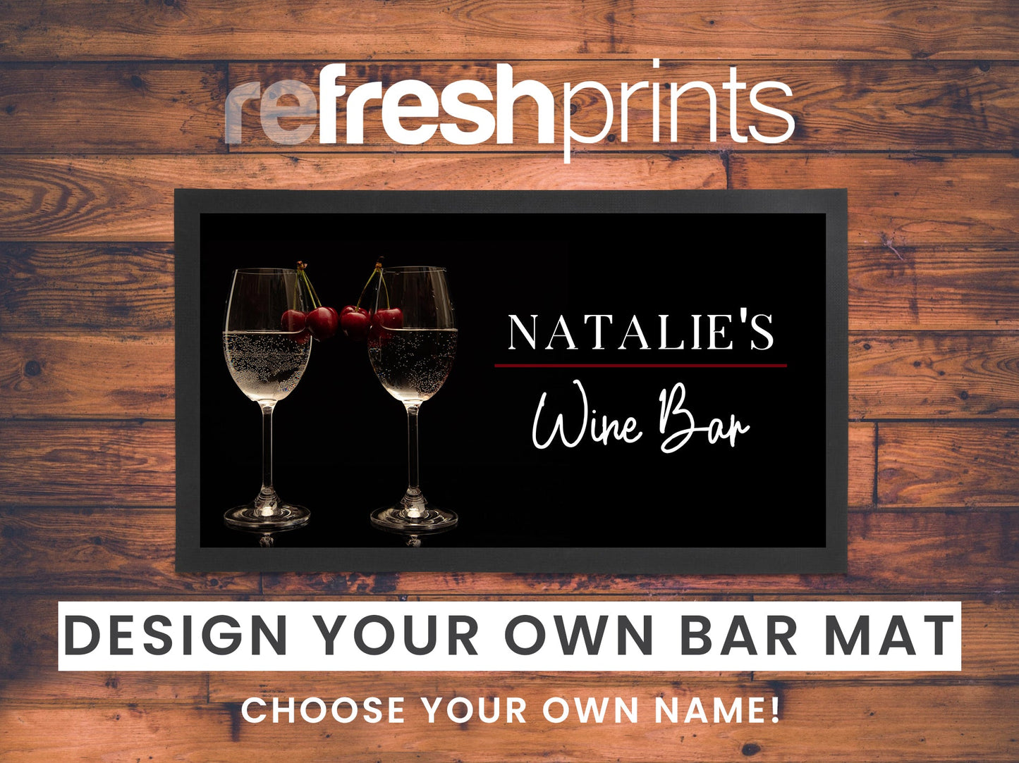 Wine Glasses Regular Bar Runner - Bar - Mats.co.uk