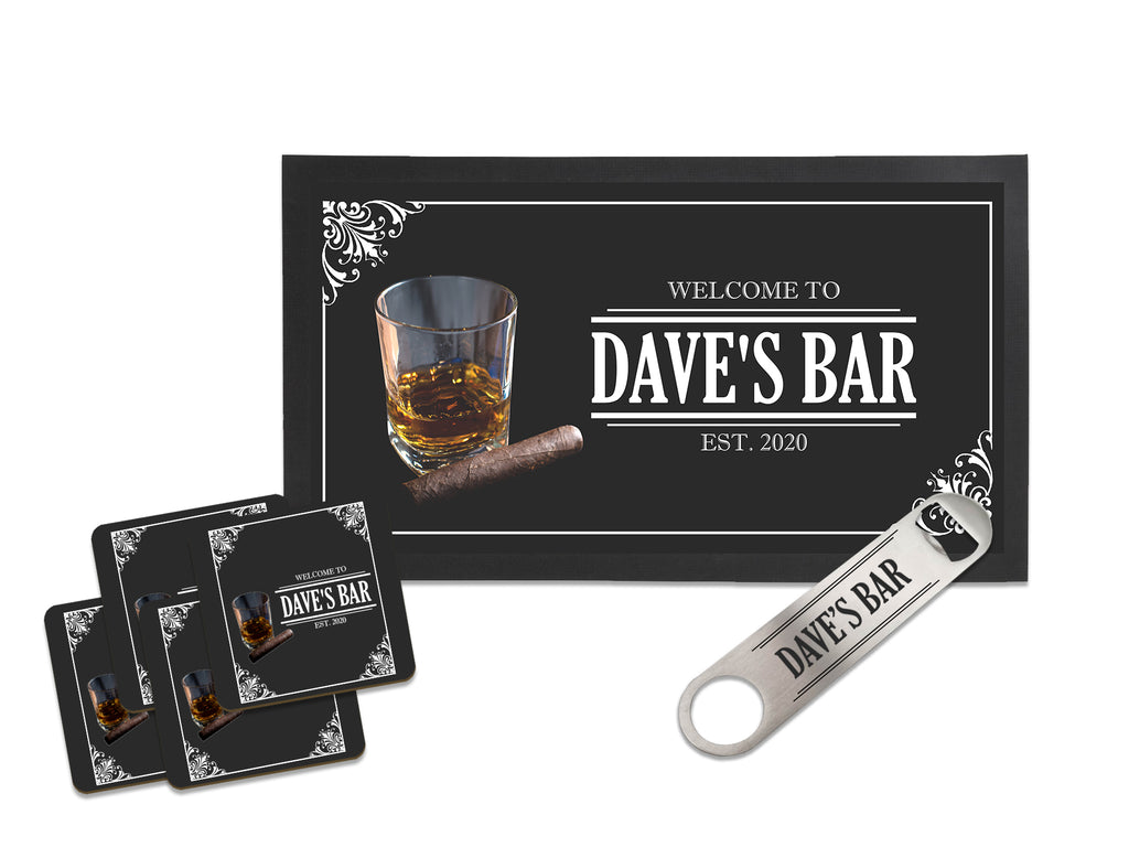 Whiskey and Cigar Home Bar Gift Set () created by Bar-Mats.co.uk