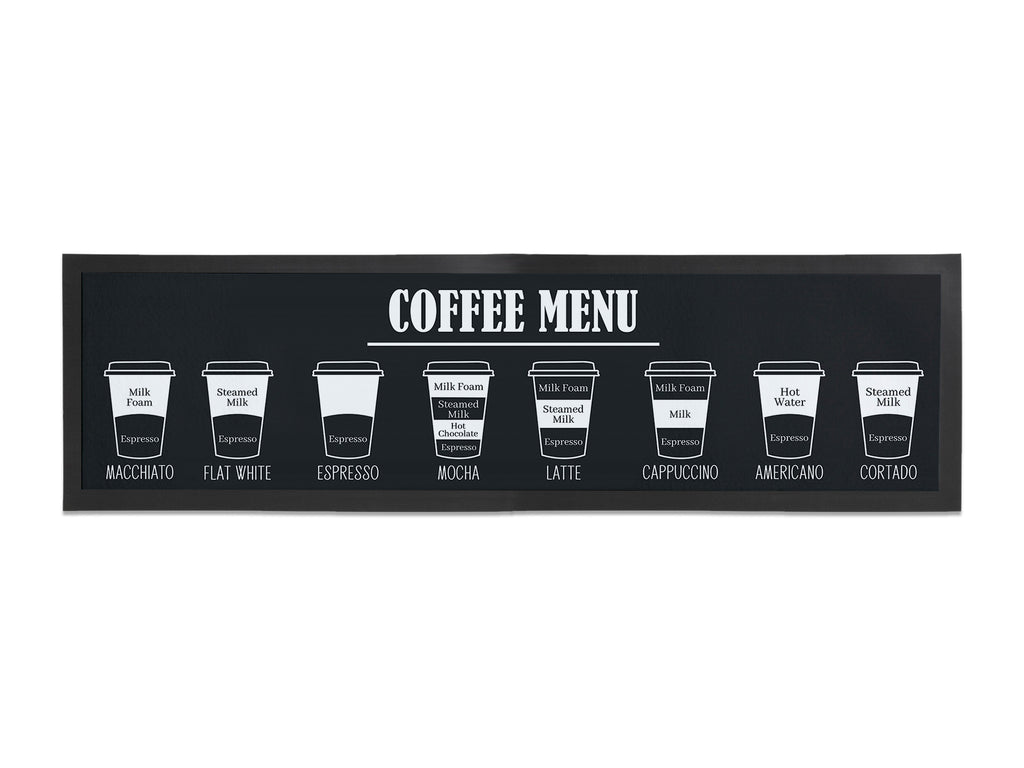 Large Coffee Menu Counter Mat (Black) () created by Bar-Mats.co.uk