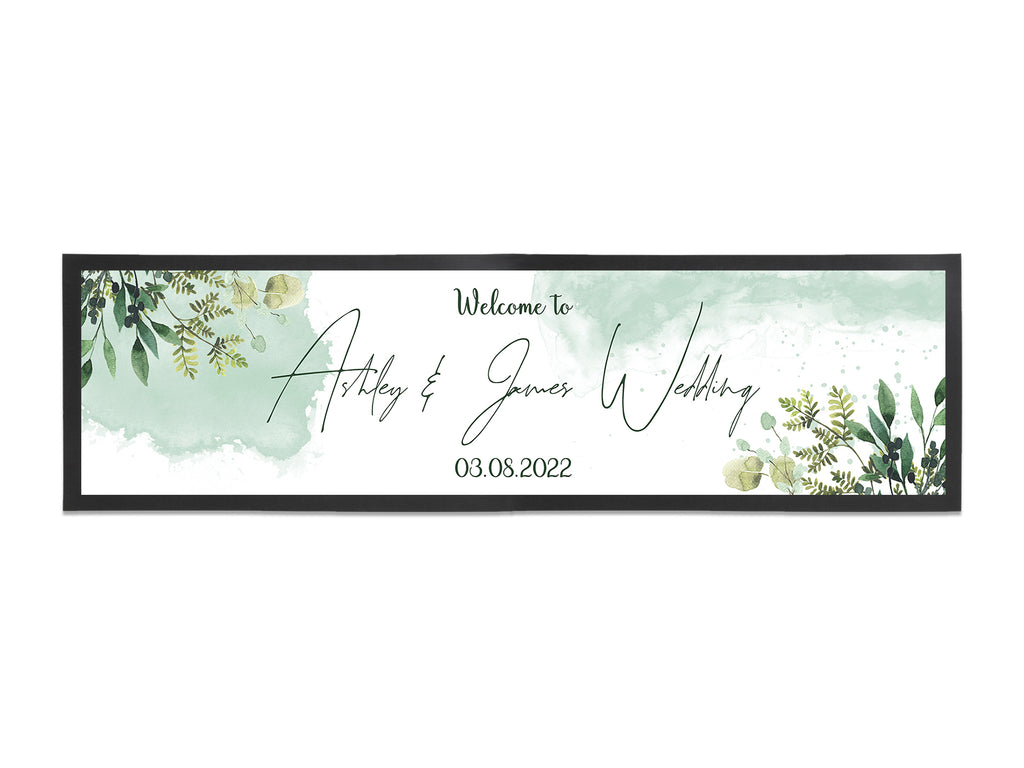 Wedding Watercolour Leaves Large Bar Runner (Default Title) created by Bar-Mats.co.uk