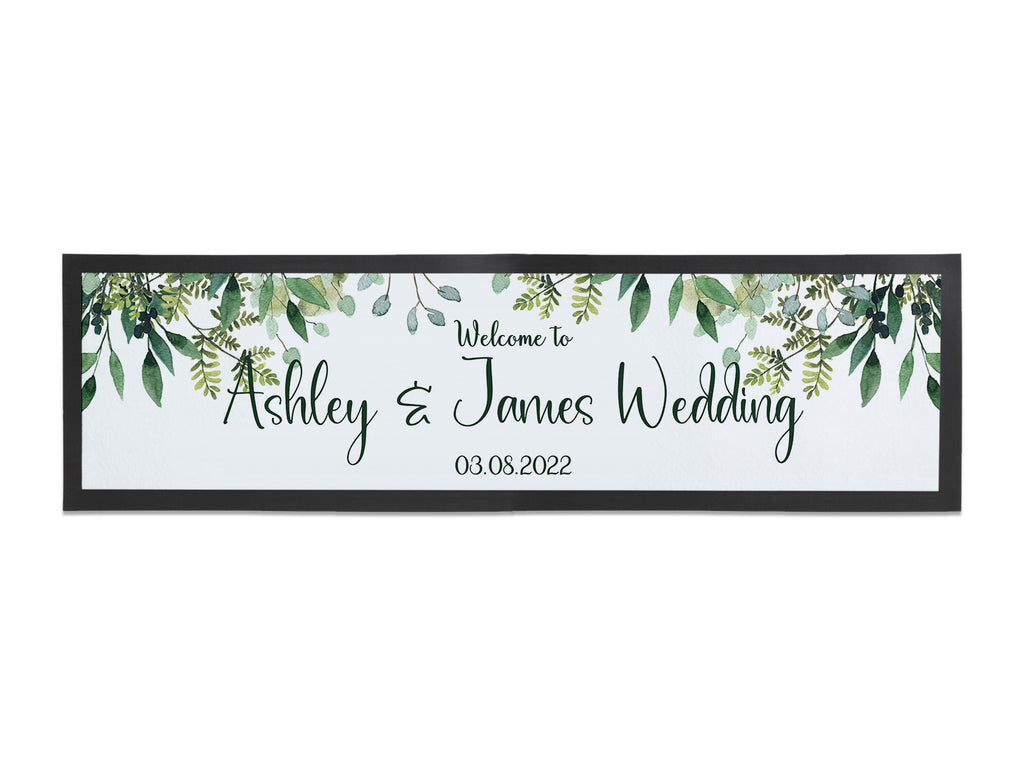 Wedding Leaves Large Bar Runner (White) (Default Title) created by Bar-Mats.co.uk